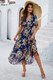 Boho Floral Print High Waist Band Fit Lined Dress-49989