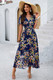 Boho Floral Print High Waist Band Fit Lined Dress-49989