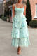 Floral Sleeveless Tie Back Tiered Full Dress-49857