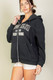 Graphic Drop Shoulder Zipper Up Hoodie-45816