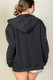 Graphic Drop Shoulder Zipper Up Hoodie-45816