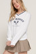 Long slv v-neck embroidered sweatshirt        -45043