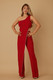 One Shoulder Strap Draped Layer W Rhinestone Sets-51926