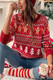 Knit Christmas Print Round Neck Loose Fit Sweater-50037