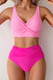 Solid Ruched High Waist Cross Push Up Swimsuit-49371