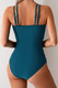 Solid Square Beck Double Strap Mesh Swimsuit-49370