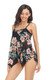 Sleeveless Strappy Floral Print Split Swimsuit Set-49349