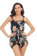 Sleeveless Strappy Floral Print Split Swimsuit Set-49349