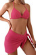 Halter Hollow Out Pleated Wrap Knot Bikini-49341