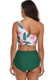 Two Pieces One Shoulder Printed Swimsuit-49263
