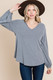 Casual V Neck Basic Long Sleeve Top      -44995