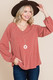 Casual V Neck Basic Long Sleeve Top      -44994