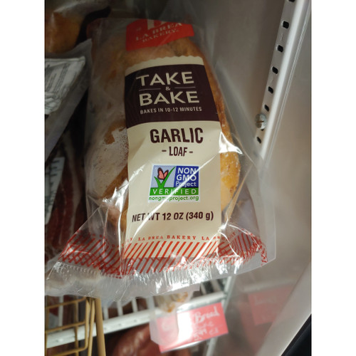 Loaf of garlic bread in package