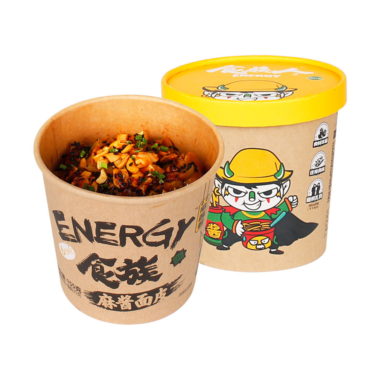 中国shizuren食族人麻酱面皮155g 桶网红面皮非油炸速食干拌面即食面速食桶装 Beauty Corner 美妍角落