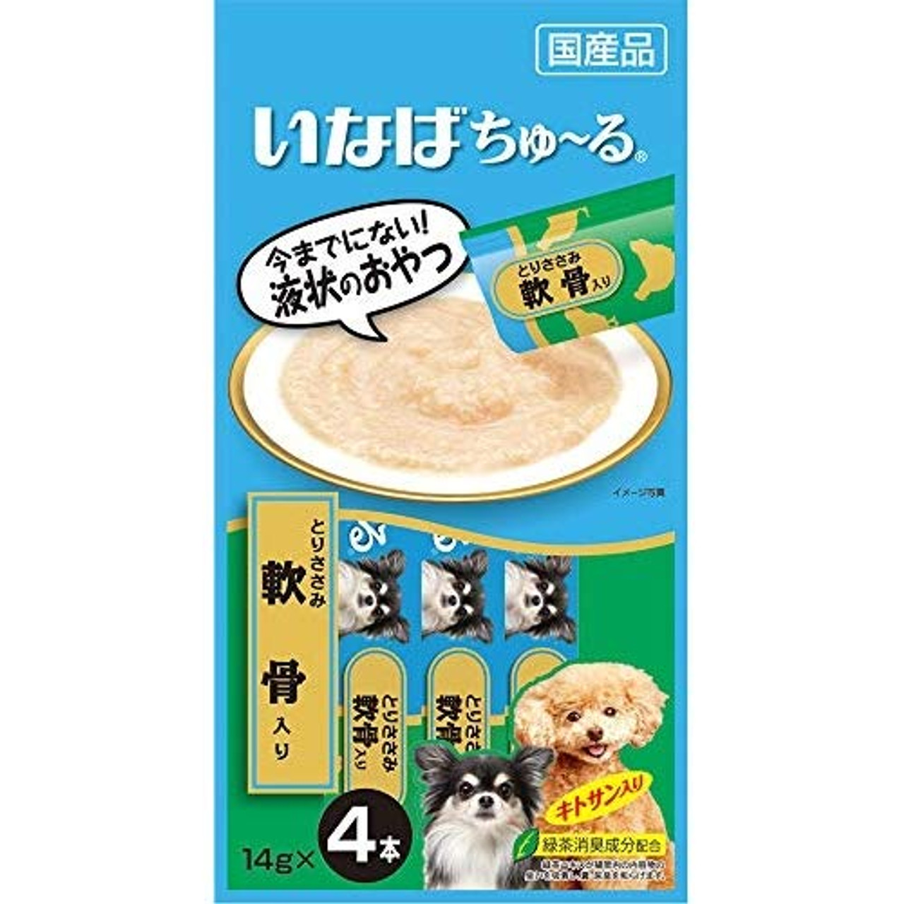 日本inaba伊纳宝犬用狗零食啾噜柔软肉酱流质美味零食条4条装鸡小胸肉软骨口味 Beauty Corner 美妍角落