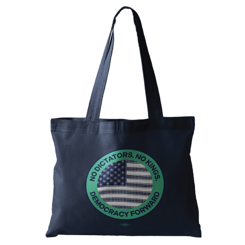 No Dictators - Circle (Navy Canvas Tote)