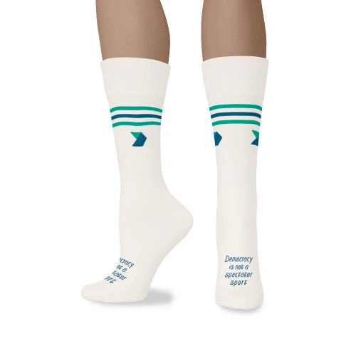 Democracy Is Not a Spectator Sport (White Crew Sock)