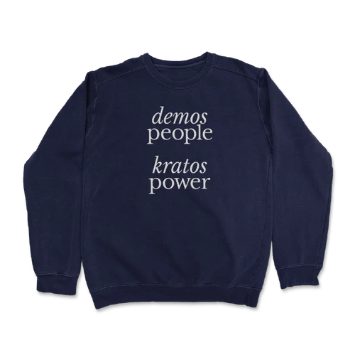 Demos Kratos (Embroidered Navy Crewneck Sweatshirt)