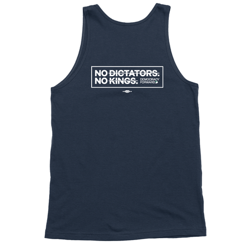 No Dictators - Rectangle (Unisex Navy Tank)