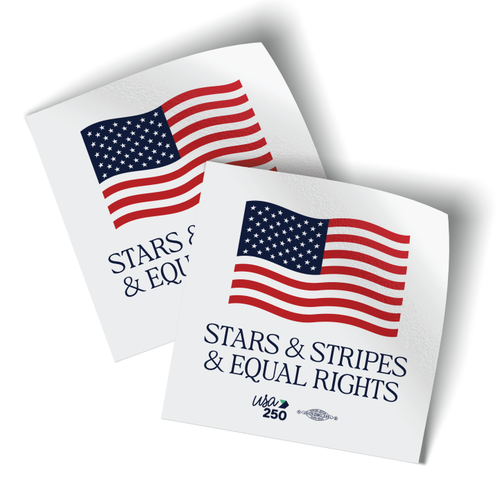 Equal Rights - Flag (4" x 4" Vinyl Sticker -- Pack of Two!)