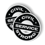 Civil Service Strong - Black (4" x 4" Vinyl Sticker -- Pack of Two!)