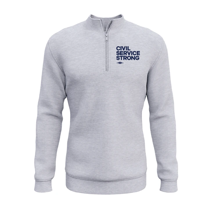 Civil Service Strong - Text (Dark Ash Quarter-Zip Sweater)