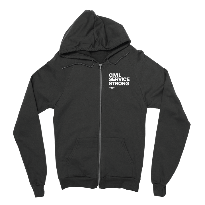 Civil Service Strong - Text (Black Zipper Hoodie)