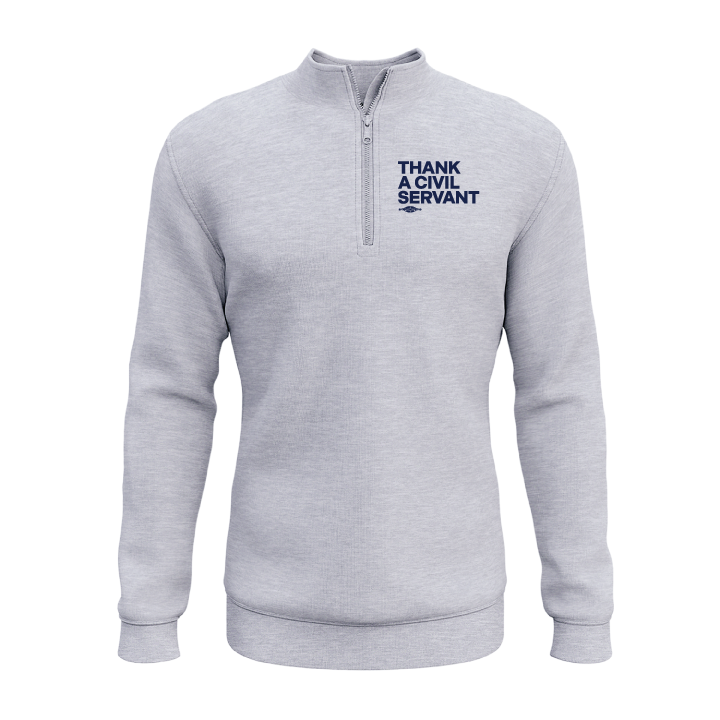 Thank A Civil Servant (Dark Ash Quarter-Zip Sweater)