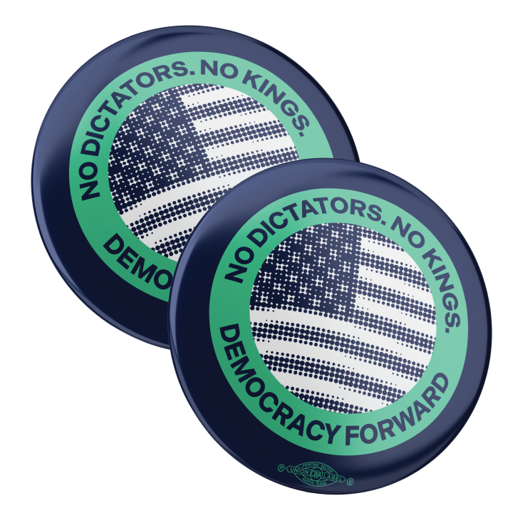 No Dictators - Circle (2.25" Pin-Back Button -- Pack Of Two!)