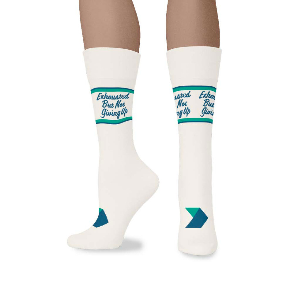 Exhausted but Not Giving Up (White Crew Sock)