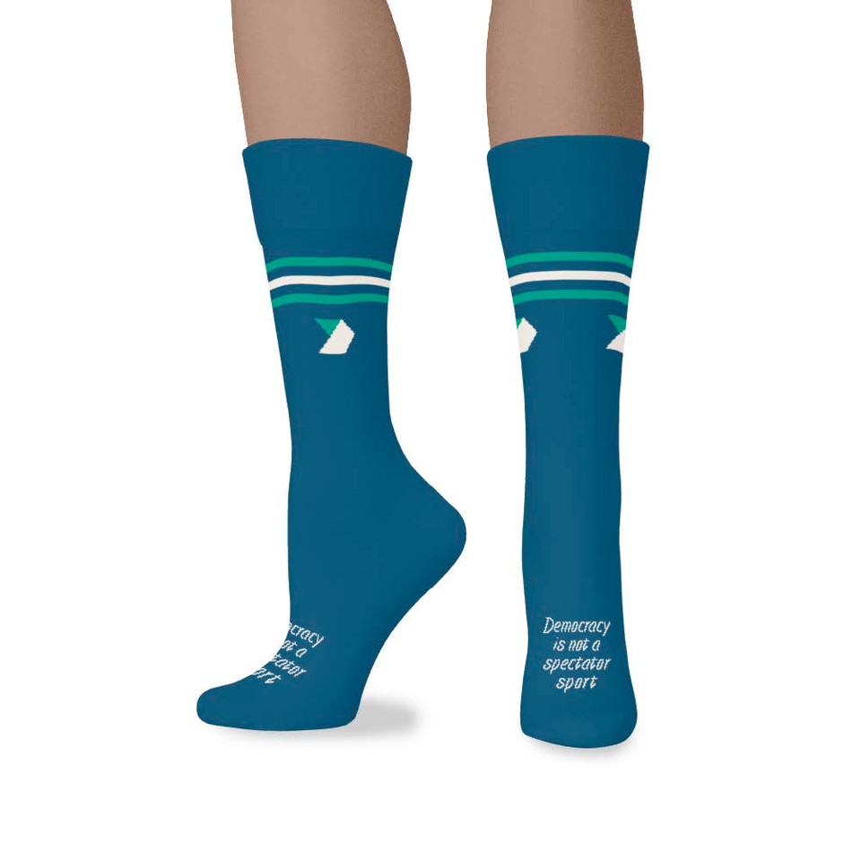 Democracy Is Not a Spectator Sport (Blue Crew Sock)