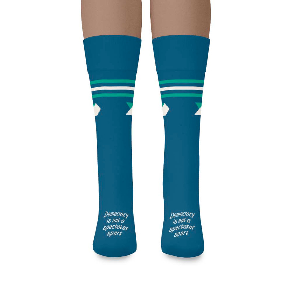 Democracy Is Not a Spectator Sport (Blue Crew Sock)