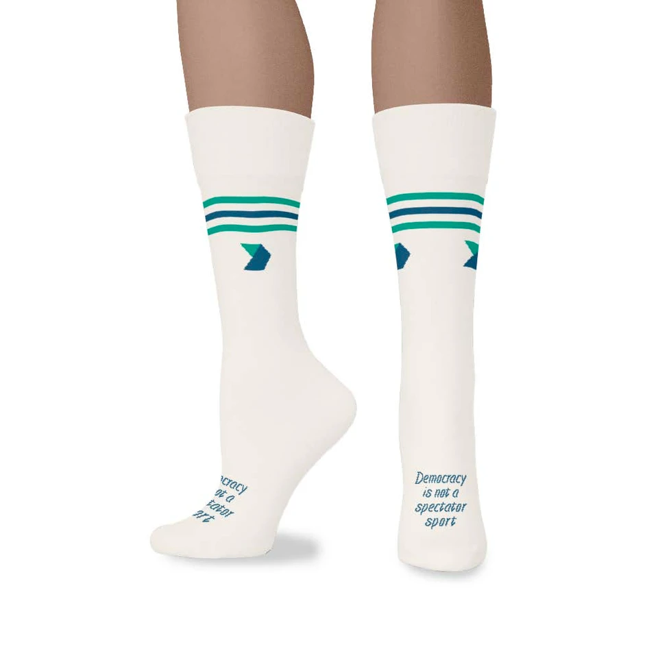 Democracy Is Not a Spectator Sport (White Crew Sock)