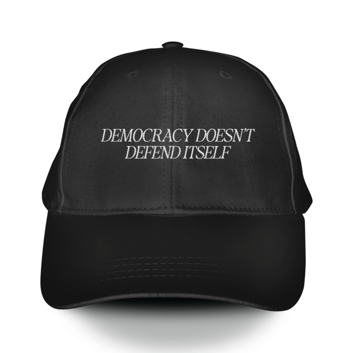 Democracy Doesn't (Black Embroidered Baseball Cap)