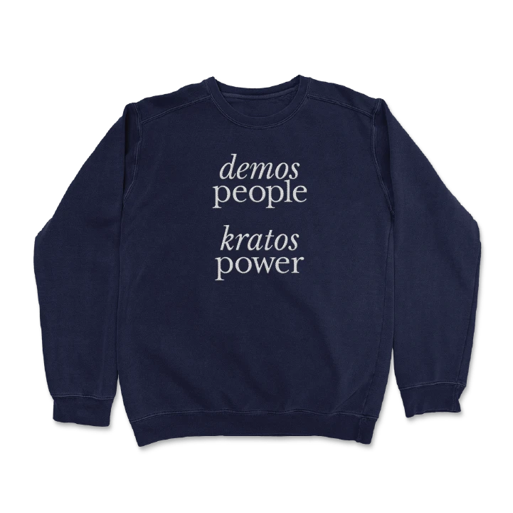 Demos Kratos (Embroidered Navy Crewneck Sweatshirt)