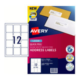 Avery Laser Labels QP L7164 12Up Packet of 100