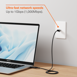 Unite USB-C (USB 3.2) To Ethernet Cable Gigabit (CAT 6) – 1m – Black 