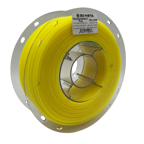 3D Meta Transparent PLA Transparent Yellow 1KG Spool M-PLA-TYEL-1KGX1.75MM