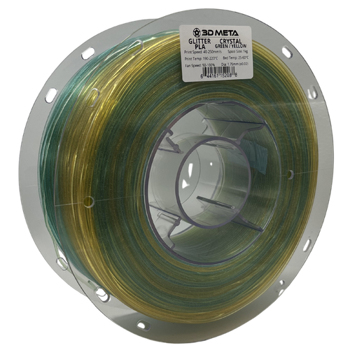 3D Meta Glitter PLA Crystal Green/Yellow 1KG Spool M-PLAGLI-CRYGREYELL-1KGX1.75MM