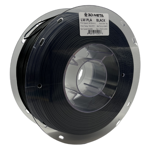 3D Meta Light Weight PLA Black 1KG Spool M-PLALW-BLA-1KGX1.75MM