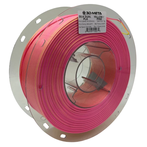 3D Meta Silk Dual PLA Yellow - Pink 1KG Spool M-SILKD-YELL/PINK-1KGX1.75MM