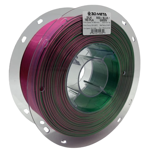 3D Meta Silk Tri PLA Red - Blue - Green 1KG Spool M-SILKT-RED/BLU/GRE-1KGX1.75MM