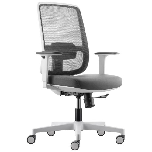 Lotto Medium Back Mesh Operator Chair - White & Grey