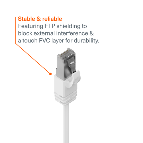 Unite CAT6 FTP RJ45 Ethernet M/M Cable – 3m – White 