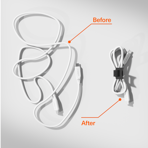 TangleTamer Hook and Loop Fastening Cable Organisers 10 Pack - Black