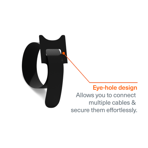 TangleTamer Hook and Loop Fastening Cable Organisers 10 Pack - Black