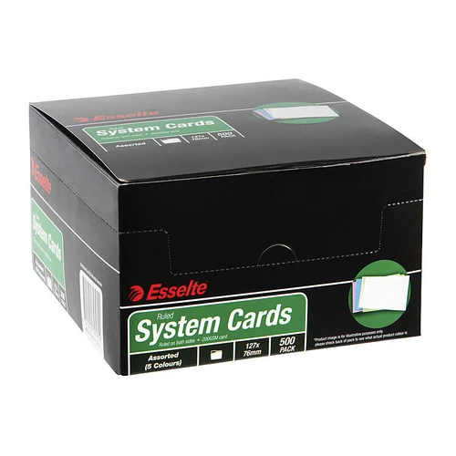 Esselte System Cards 127X76mm (5X3) Assorted Pack 5