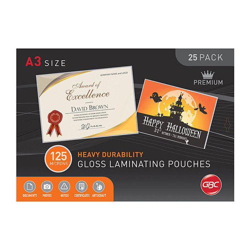 GBC Laminating Pouch A3 125 Micron Pack 25