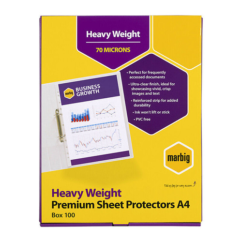 Marbig Sheet Protectors Heavyweight A4 Pack 100