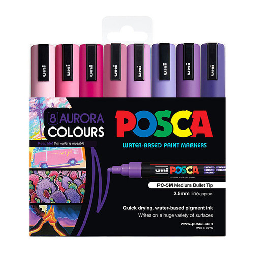 Posca PC-5M Medium Bullet Tip Aurora Pack 8